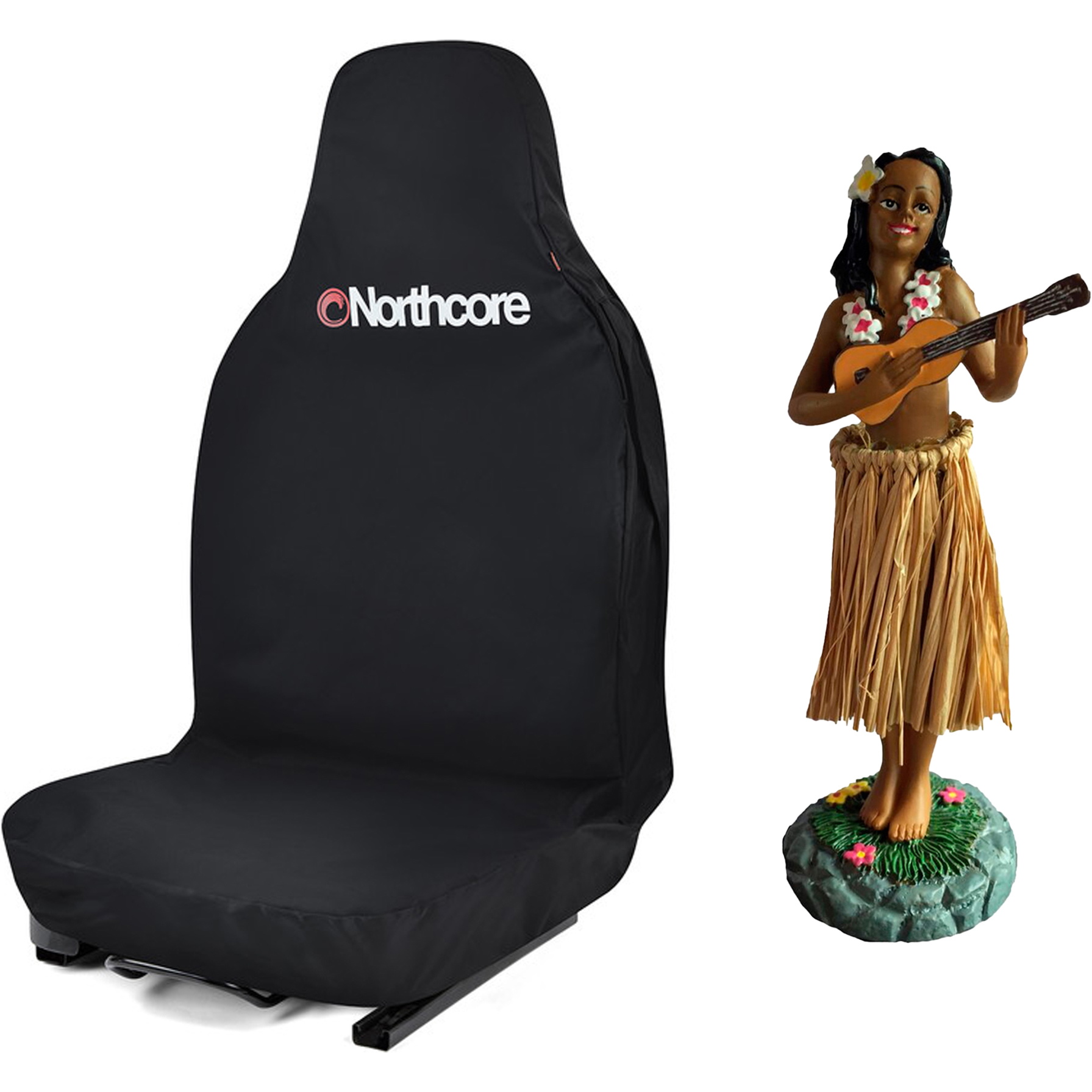 2026 Northcore Funda impermeable para el asiento del coche y muñeco hawaiano para el salpicadero Bundle NCHW - Negro